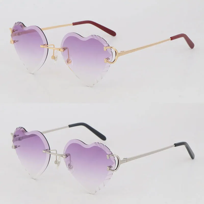 Meilleurs Prix De Gros Vente En Gros Cadre En Or 18 Carats Tendance Anormale Lunettes De Soleil Femmes Sans Monture UV400 Luxe D